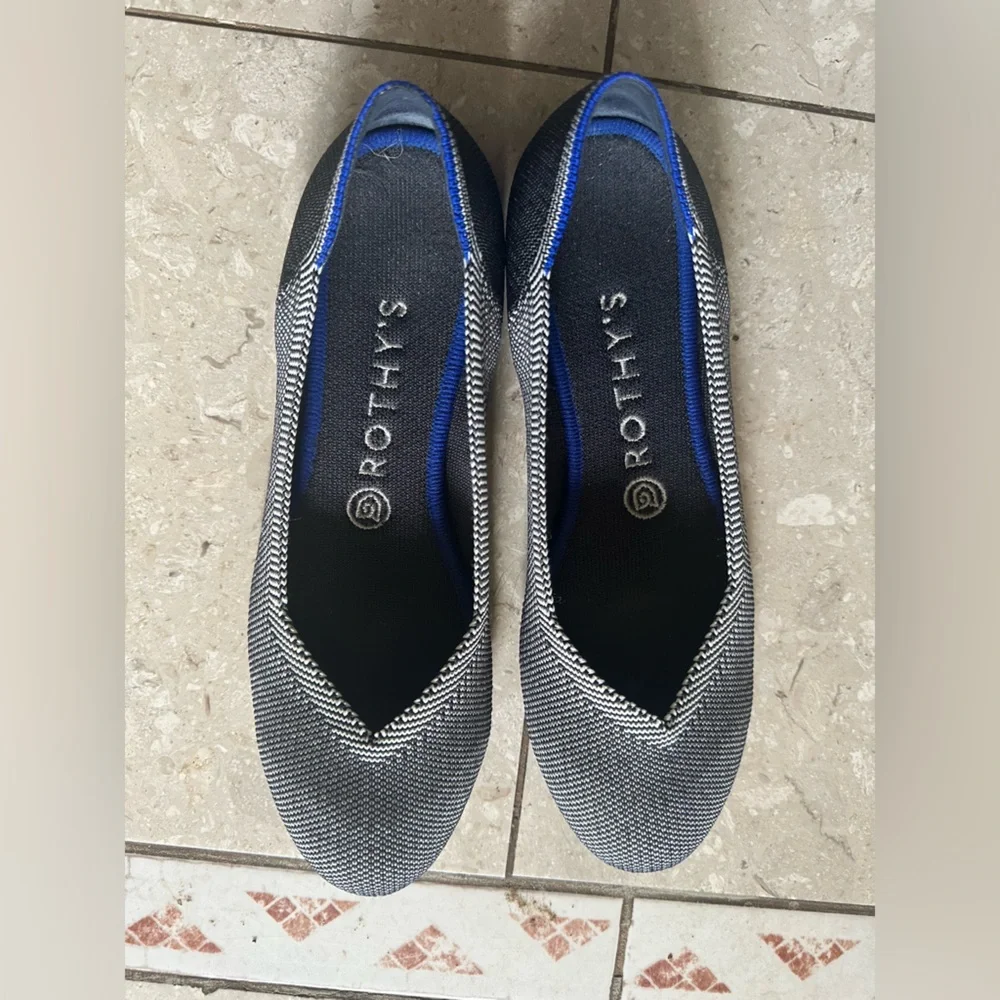Rothy’s BirdsEye Black Grey Round Toe Flats Womens size 8 - Picture 2 of 4